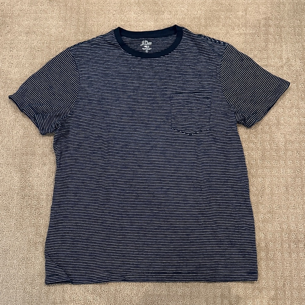 J. Crew Men’s Navy Striped Short Sleeve Tee